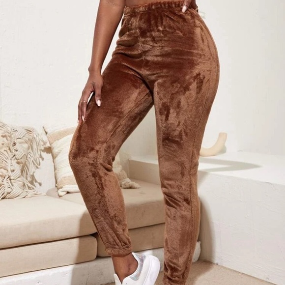 Pants - Coffee Brown Flannel Sweatpants in S